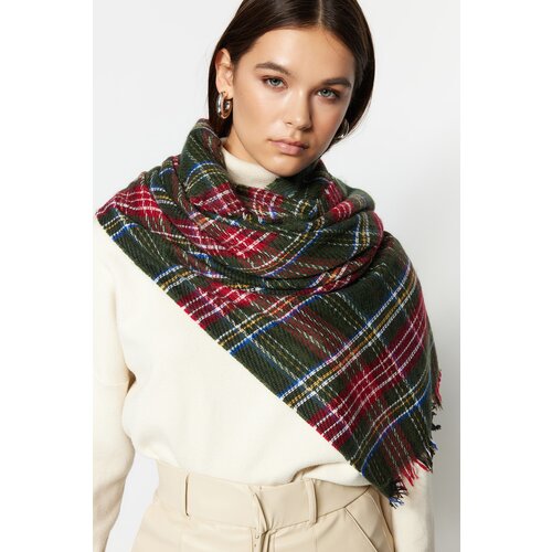 Trendyol Green Soft Textured Plaid Scarf Slike