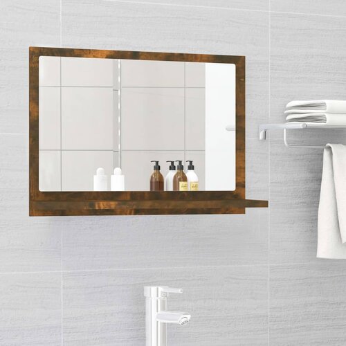 VidaXL Kopalni&amp;scaron;ko ogledalo dimljen hrast 60x10,5x37 cm inženirski les Slike