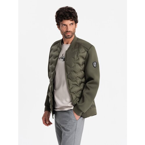 Ombre Men&amp;#039;s quilted bomber jacket - dark olive green Slike
