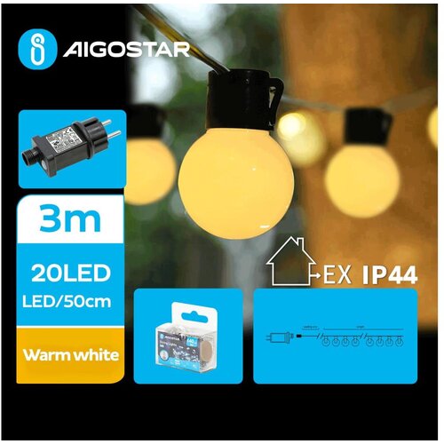 Aigostar LED spolja&scaron;nja dekorativna girlanda 20xLED/3m IP44 topla bela Cene