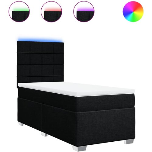 vidaXL Box spring postelja z vzmetnico črna 90x200 cm blago, (21290979) Cene