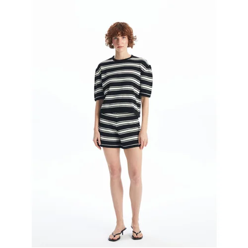 LC Waikiki Crew Neck Striped Short Sleeve Women's Swimming T-Shirt and Shorts Set