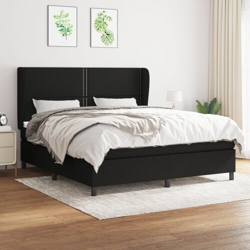 vidaXL Box spring postelja z vzmetnico črna 160x200 cm blago Cene