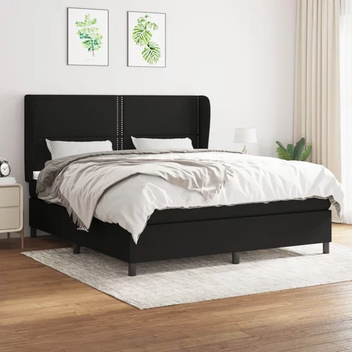 vidaXL Box spring postelja z vzmetnico črna 160x200 cm blago