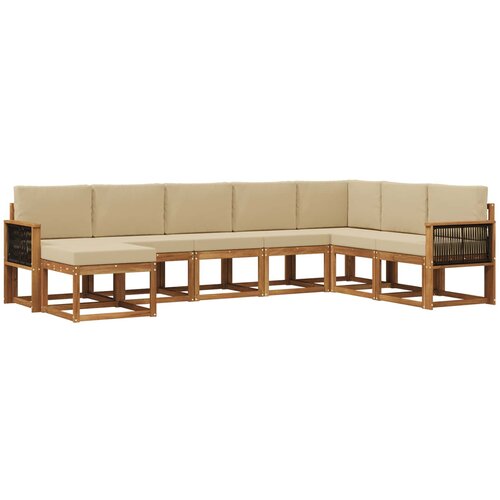 vidaXL Zunanja garnitura za sedenje z blazino 8 pcs Naravna in bež, (5000281542) Cene