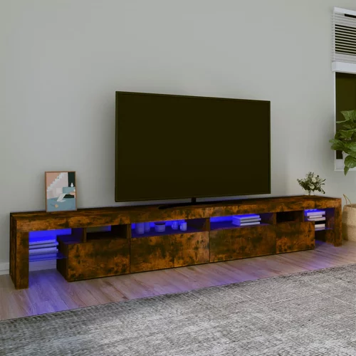 TV ormarić s LED svjetlima boja dimljenog hrasta 260x36,5x40 cm