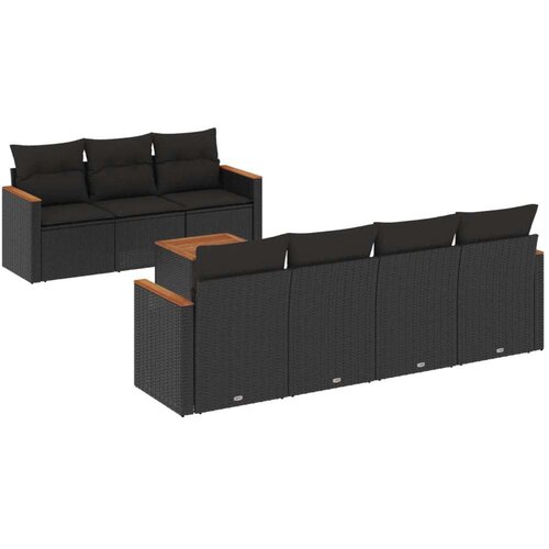  8-dijelni set vrtnih sofa od poliratana s jastucima crni Slike