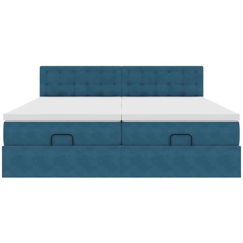 VidaXL otomanski okvir kreveta s madracima plavi 200x200cm bar&amp;scaron;unasti Slike