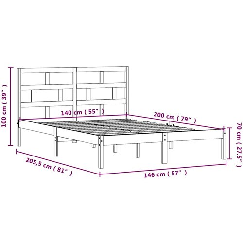  Okvir za krevet od masivne borovine 140 x 200 cm Slike