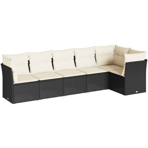  6-dijelni set vrtnih sofa s jastucima crni od poliratana Slike