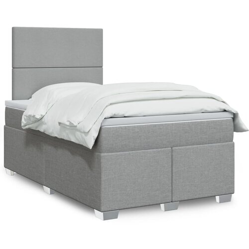 vidaXL Box spring postelja z vzmetnico svetlo siva 120x200 cm blago Cene