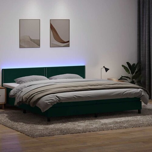 Box Spring krevet s madracem i LED tamno zeleni 180x220 cm bar&scaron;un Cijene