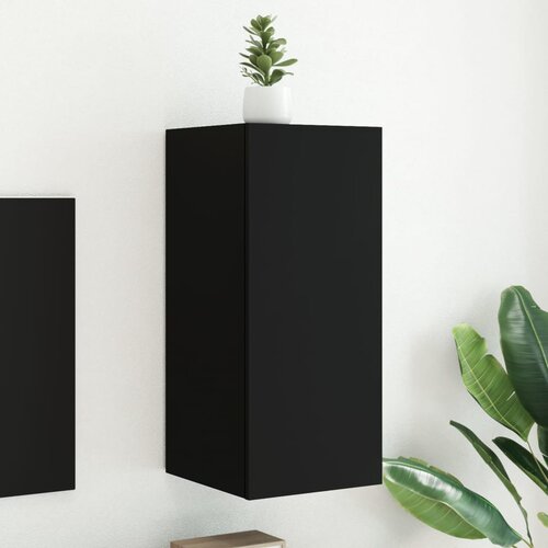 The Living Store Stenska TV omarica z LED lučkami črna 30,5x35x70 cm - TV Stenska Omarica, (21670981) Cene