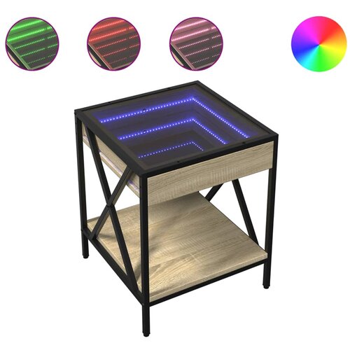 Maison Chic Klubska mizica - kavna mizica - Nizka mizica z neskončnimi LED sonoma hrast 40x40x49 cm, (21751947) Slike