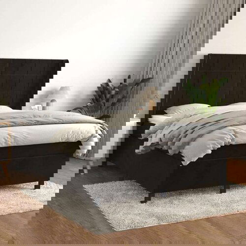  Box spring postelja z vzmetnico črna 140x200 cm žamet, (20893502) Cene