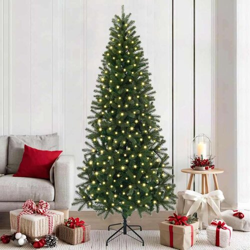 vidaXL Umestno božično drevo med 300 LED Zelena 210 cm PE in PVC Cene