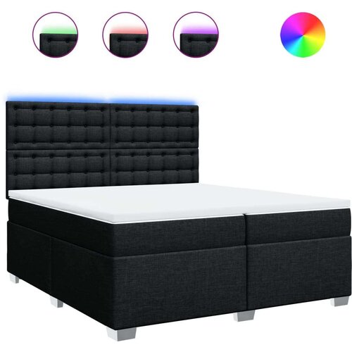 VidaXL Krevet s oprugama i madracem crni 200x200 cm od tkanine Slike