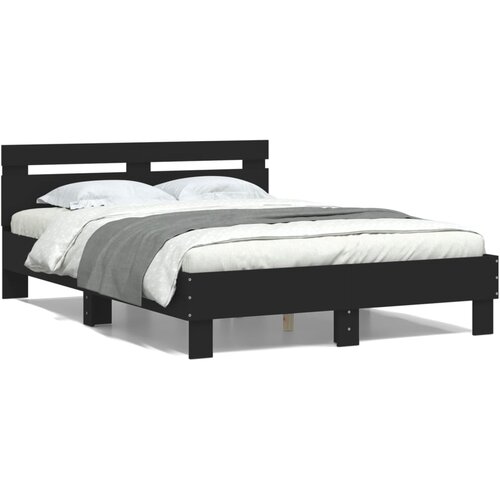 VidaXL Okvir kreveta s uzglavljem crni 135x190 cm konstruirano drvo Slike