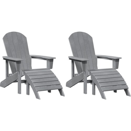  Adirondack stolice s podnožjima 2 kom svjetlosiva HDPE Slike