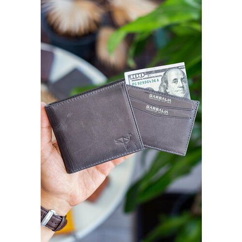 Garbalia Kangaroo Genuine Leather Rfid Blocker Crazy Gray Wallet Card Holder Slike