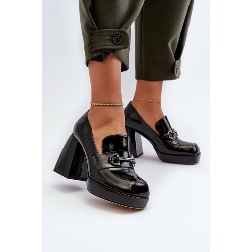 Kesi Women's Patented High Heeled Shoes Black D&A Cene