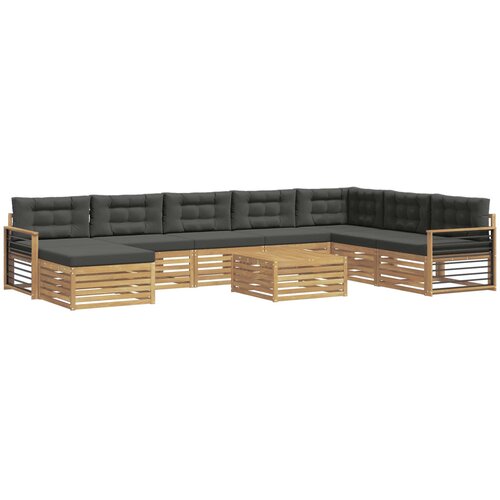 vidaXL Zunanja garnitura za sedenje z blazino 9 pcs Bela in antracit, (5000280921) Cene