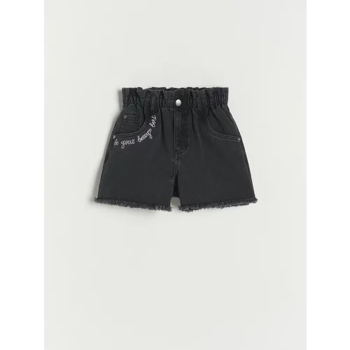 Reserved - Kratke hlače od trapera s vezom - crno