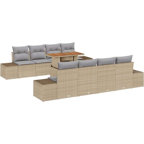  Vrtni Sofa Set Set od 7 Bež Poli Ratan Slike