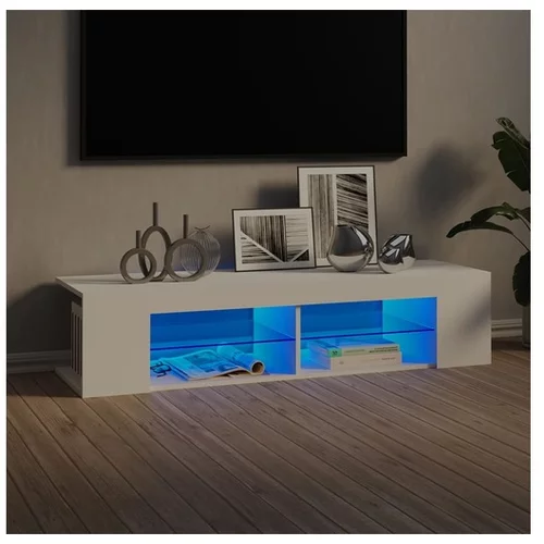  TV omarica z LED lučkami bela 135x39x30 cm