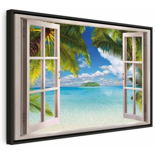  Slika - Window: Sea View 60x40 U crnom drvenom okviru Cene