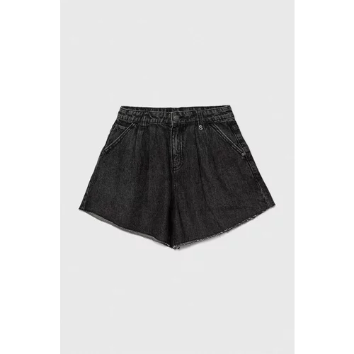 Sisley Otroške kratke hlače iz jeansa črna barva