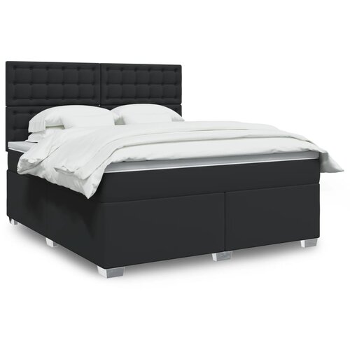vidaXL Box spring postelja z vzmetnico črn 180x200 cm umetno usnje Cene