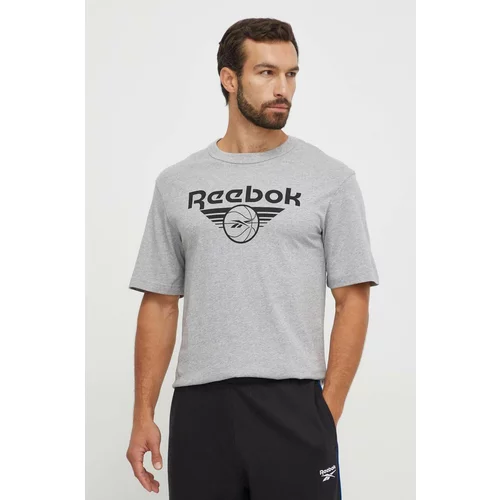Reebok Classic Bombažna kratka majica Basketball siva barva