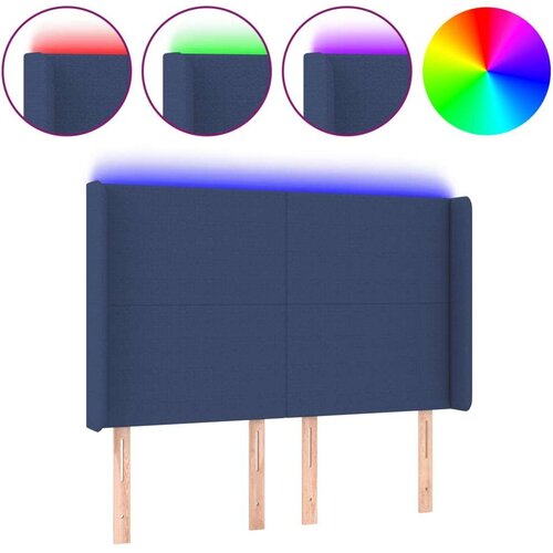  Uzglavlje plavo 147 x 16 x 118/128 cm od tkanine Slike