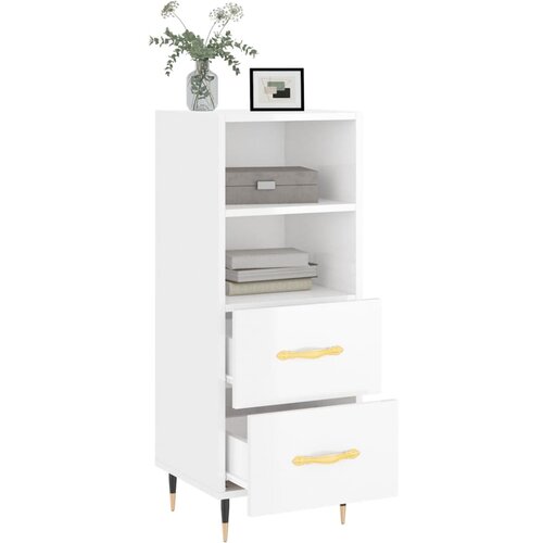  Komoda sjajna bijela 34,5 x 34 x 90 cm od konstruiranog drva Slike