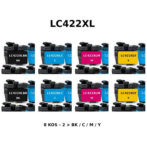  Dvojni komplet kompatibilnih kartu&amp;scaron; za Brother LC422XL za MFC-J5340DW, MFC-J5345DW, MFC-J5740DW, MFC-J6540DW, MFC-J6940DW &amp;ndash; 2&amp;times;BK/C/M/Y, 8 kos Slike