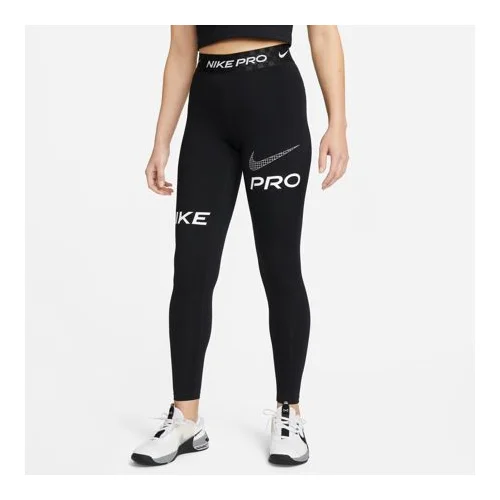 Nike Pro Mid-Rise Full-Lenght Graphic Women's Leggings, Black/Antracite/White - L, (20485626)