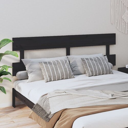 VidaXL Uzglavlje za krevet crno 184 x 3 x 81 cm od masivne borovine Slike