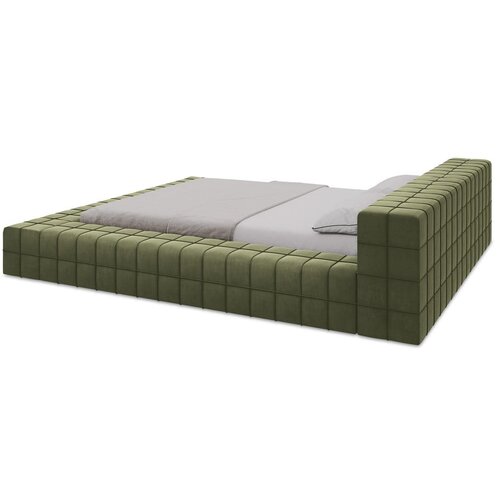 Makamii Zeleni tapecirani bračni krevet s podnicom 160x200 cm Akela &amp;ndash; Slike