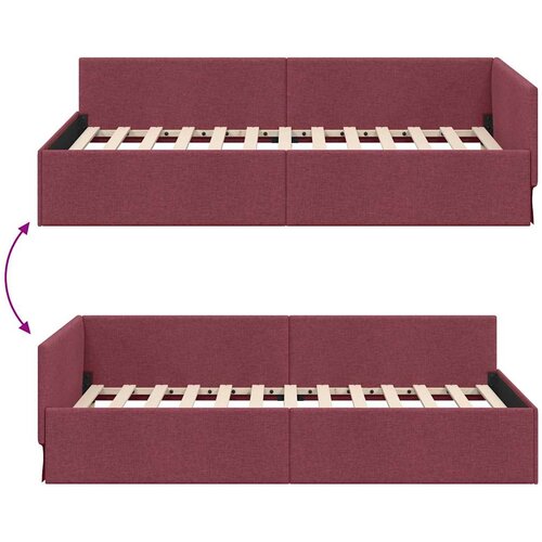  Kutni okvir kreveta Vinska crvena 90 cm x 200 cm tkanina Slike