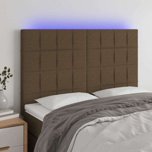  Posteljno vzglavje temno rjavo 144x5x118/128 cm blago, (20933329) Cene