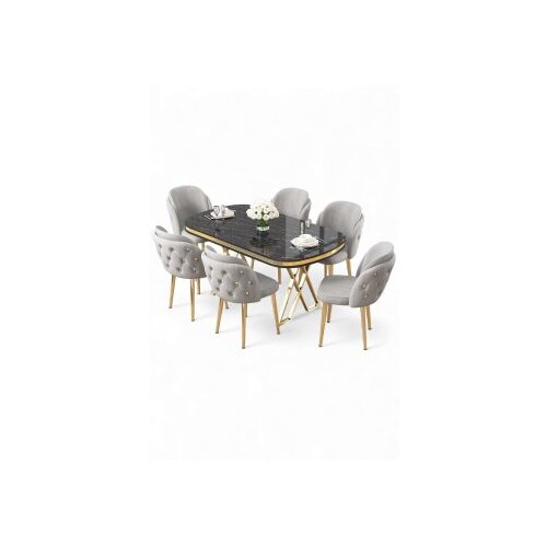 Hanah home trpezarijski set, 7 dijelova, siva Cene