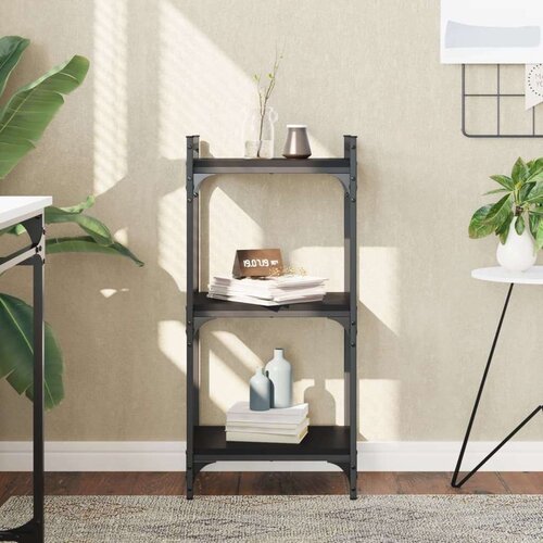  Regal za knjige s 3 razine crni 40x30x86 cm konstruirano drvo Slike