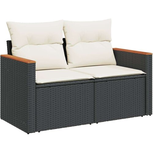  7-dijelni set vrtnih sofa od poliratana s jastucima crni Slike