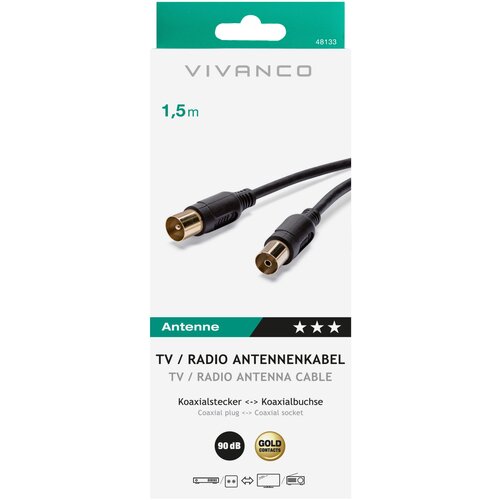 Vivanco TV Radio Antennenkabel 90dB, 1,5 48133 48/20 15GB Zum Anschluss von tv Geräten Cene