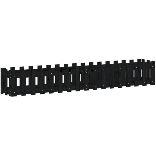  Povi&amp;scaron;ena vrtna gredica crna 200x30x30 cm masivna borovina Slike