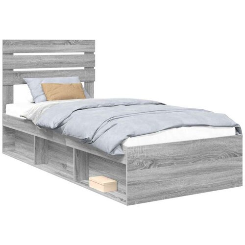  Okvir za krevet s uzglavljem Siva Sonoma 90 x 200 cm Slike