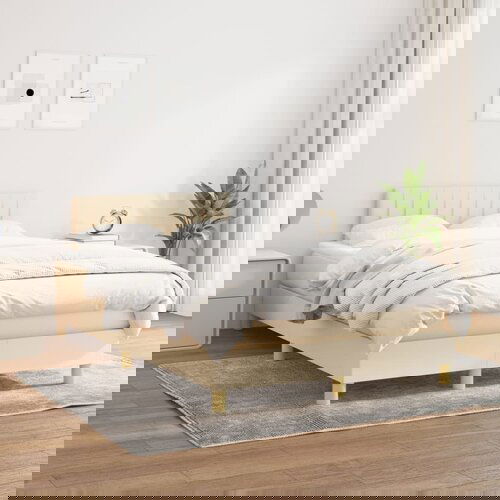 The Living Store Box spring postelja z vzmetnico krem 120x200 cm blago - Box Spring Postelja, (21514427) Cene