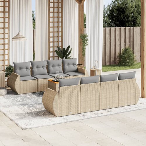 vidaXL 9-dijelni set vrtnih sofa s jastucima bež od poliratana Cijene