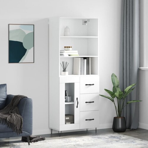 vidaXL Visoka omara bela 69,5x34x180 cm inženirski les Cene